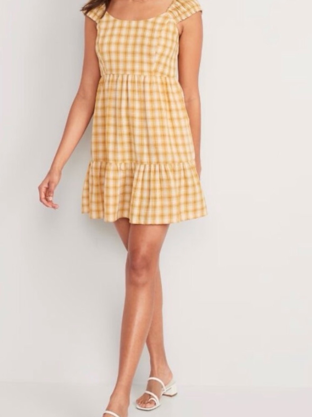 Old Navy Yellow and Cream Gingham Dress